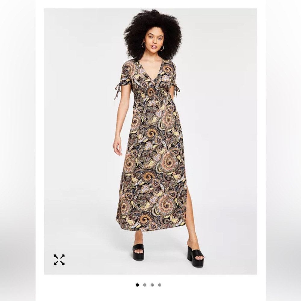Bar III Paisley Maxi Dress in Black and Brown
